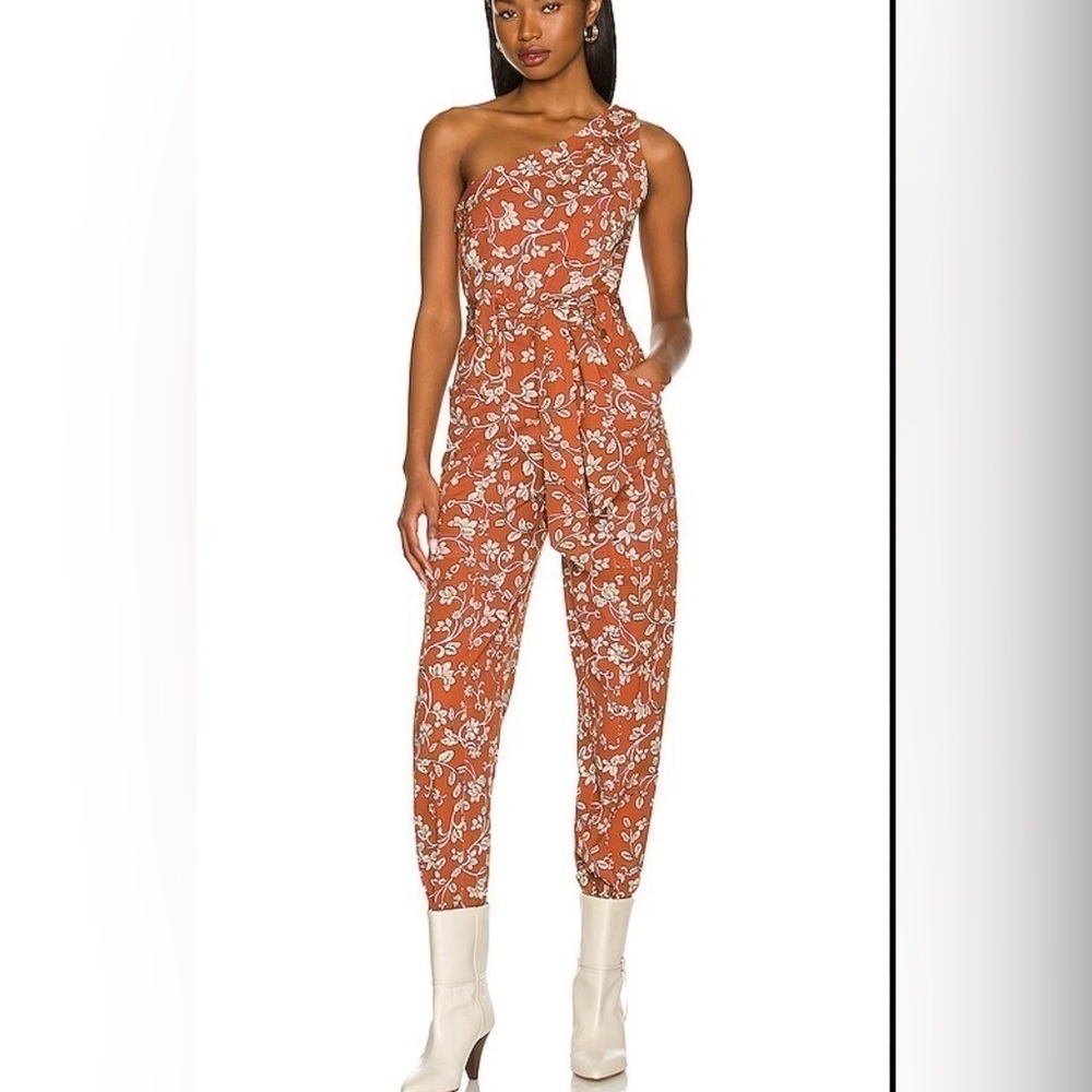 Revolve + Lovers and Friends, Trent Jumpsuit in Zoe Rust Floral, Small